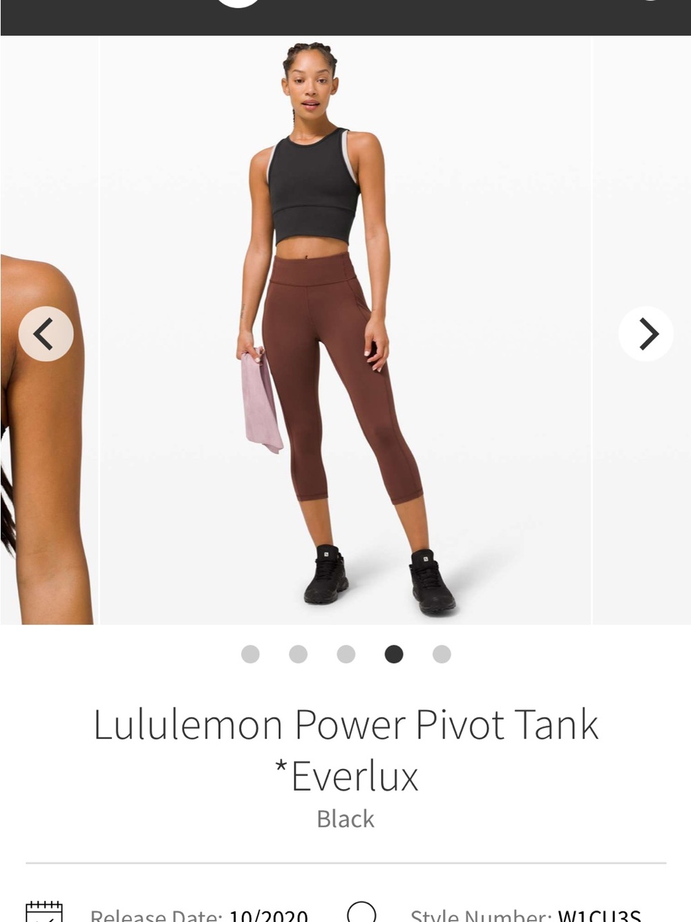 lululemon athletica Black Power Pivot Tank with White Trim